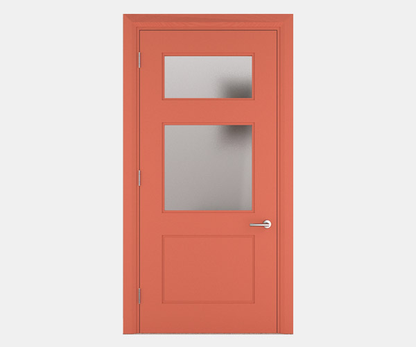 Shadbolt_Rockingham_lacquered_panelled_doors_with_glass_Salmon_RAL_3022