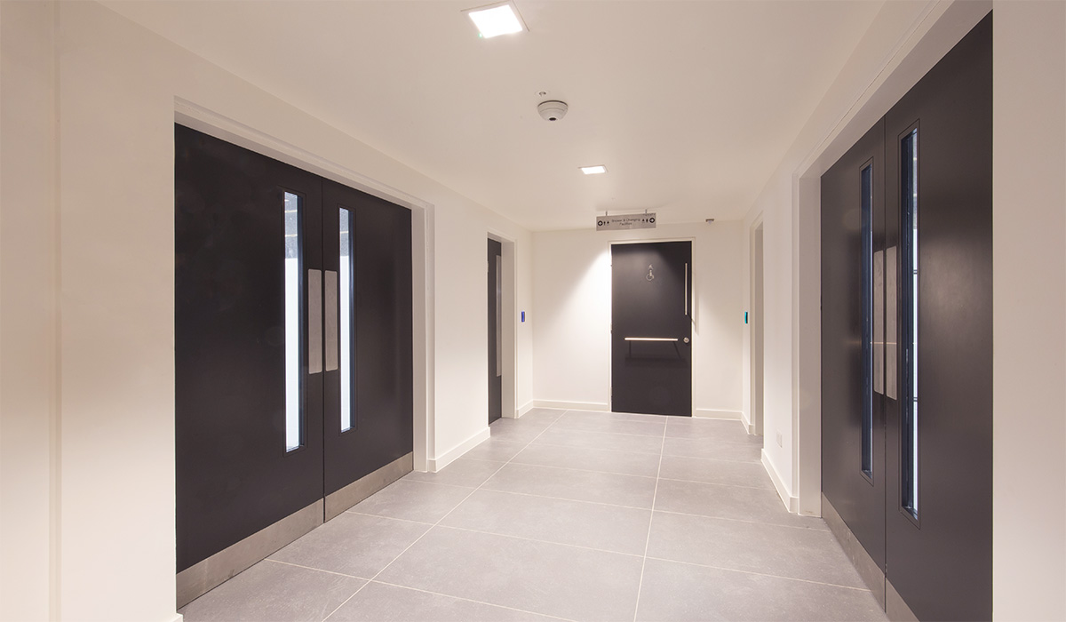 Shadbolt lacquered doors at 20 Old Bailey