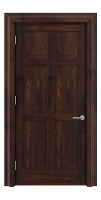 Shadbolt Timeless Type16 hardwood panelled door in American black walnut veneer